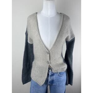 Others Follow Womens Gray Tan Wool Blend Cardigan Crochet Sz S Neutral Soft Girl